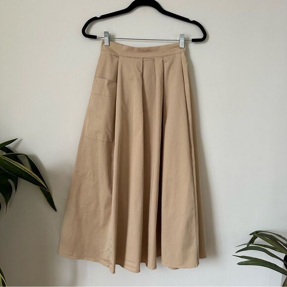 COS A-Line Midi Skirt with Buttons in Beige Size 2 - Picture 6 of 11